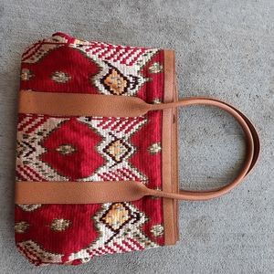 oscar de la renta Purse. Red with other colors.